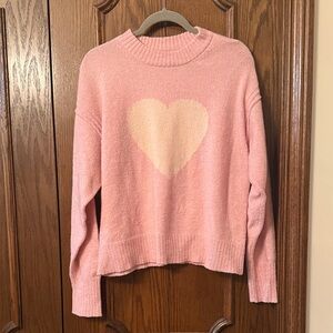 American Eagle Outfitters Blush Heart Crew Neck Sweater